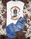Boot Scootin Spooky Graphic Tee - Off White - Apparel - Lotus Fashion - Bronco Western Supply Co.