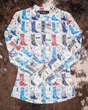 Boot Stamped Collage Mesh Top - Apparel - Lucky & Blessed - Bronco Western Supply Co.