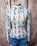 Boot Stamped Collage Mesh Top - Apparel - Lucky & Blessed - Bronco Western Supply Co.