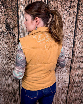 Boot Stitch Puffer Vest in Camel by Lucky & Blessed – Apparel from Bronco Western Supply Co.