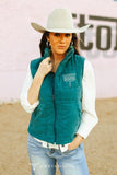 Boot Stitch Puffer Vest in Teal by Lucky & Blessed - Apparel - Lucky & Blessed - Bronco Western Supply Co.