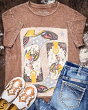Boots and Glory Graphic Tee - Mocha - Apparel - Lotus Fashion - Bronco Western Supply Co.