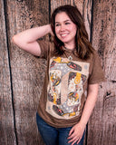 Boots and Glory Graphic Tee - Mocha - Apparel - Lotus Fashion - Bronco Western Supply Co.