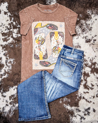 Boots and Glory Graphic Tee - Mocha – Apparel from Bronco Western Supply Co.