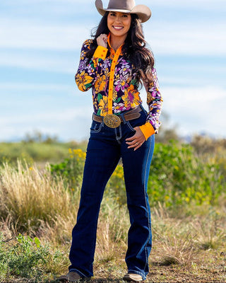 Breathe Edgy Dark Bootcut Jeans by Cowgirl Tuff – Apparel from Bronco Western Supply Co.