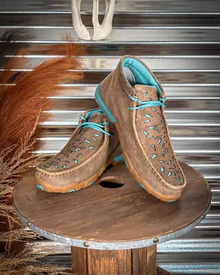 Breigh Twisted X Chukka Driving Moc - Bomber & Turquoise with Filigree – Women's Shoes from Bronco Western Supply Co.