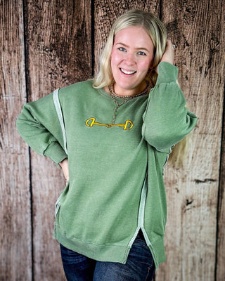 Bridle Path Embroidered Pullover in Sage – Apparel from Bronco Western Supply Co.