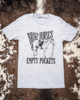 Broke Horses Empty Pockets Graphic Tee - Gray – Shirts & Tops from Bronco Western Supply Co.