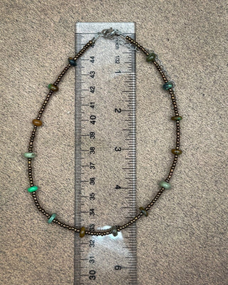 Bronze Seed Bead Necklace with Real Turquoise – Jewelry from Bronco Western Supply Co.