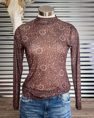 Bronzed Bloom Mesh Top by Sterling Kreek – Apparel from Bronco Western Supply Co.