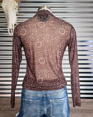 Bronzed Bloom Mesh Top by Sterling Kreek – Apparel from Bronco Western Supply Co.