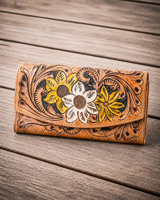 Brown Garden Tooled Leather Wallet by Myra Bag – Purses & Wallets from Bronco Western Supply Co.