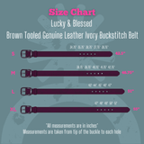 Brown Tooled Genuine Leather Ivory Buckstitch Belt - Apparel - Lucky & Blessed - Bronco Western Supply Co.