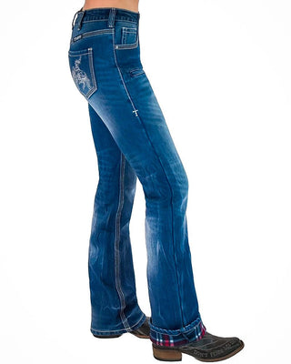 Buck Off Flannel Lined Bootcut Jeans in Blue by Cowgirl Tuff – Apparel from Bronco Western Supply Co.