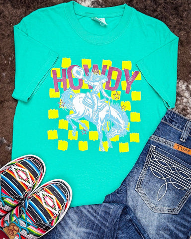 Buckin Babe Howdy Graphic Tee - Island Green - Shirts & Tops - The Lattimore Claim - Bronco Western Supply Co.