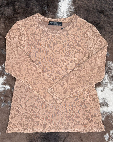 Burnout Mesh Top - Camel - Apparel - Lucky & Blessed - Bronco Western Supply Co.