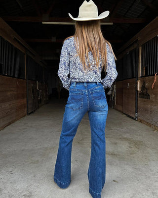 Button Up Dark Trouser Jeans by Cowgirl Tuff – Apparel from Bronco Western Supply Co.