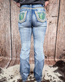 Cactus Bloom Bling Bootcut Jeans - Apparel - Denim Zone USA - Bronco Western Supply Co.