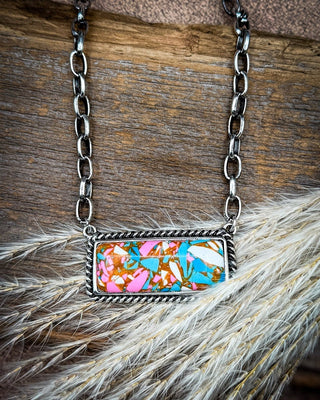 Calla Cotton Candy Stone Bar Necklace – Jewelry from Bronco Western Supply Co.