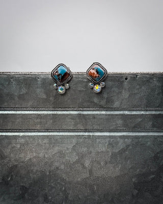 Callen Square Stone Stud Earrings – Jewelry from Bronco Western Supply Co.