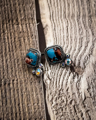 Callen Square Stone Stud Earrings – Jewelry from Bronco Western Supply Co.