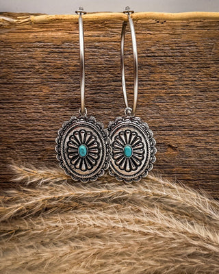 Calypso Concho Hoop Earrings in Turquoise – Jewelry from Bronco Western Supply Co.