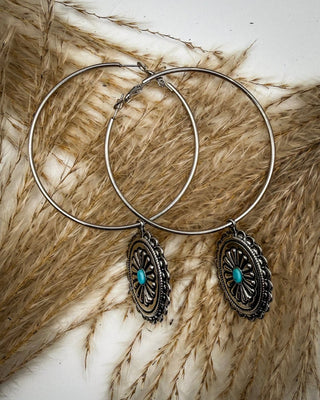 Calypso Concho Hoop Earrings in Turquoise – Jewelry from Bronco Western Supply Co.