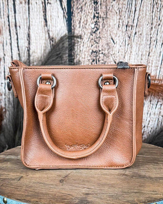 Canyon Blossom Tooled Mini Satchel in Brown by Trinity Ranch – Purses & Wallets from Bronco Western Supply Co.
