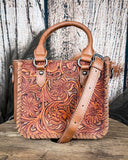 Canyon Blossom Tooled Mini Satchel in Brown by Trinity Ranch - Purses & Wallets - Montana West - Bronco Western Supply Co.