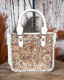 Canyon Blossom Tooled Mini Satchel in Tan by Trinity Ranch - Purses & Wallets - Montana West - Bronco Western Supply Co.