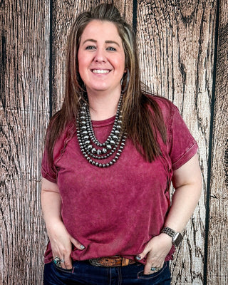 Canyon Fade Washed Ribbed Top in Cabernet – Apparel from Bronco Western Supply Co.