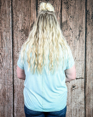 Canyon Fade Washed Ribbed Top in Dusty Aqua – Apparel from Bronco Western Supply Co.