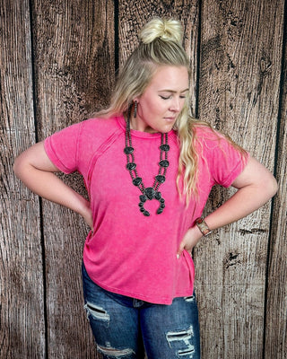 Canyon Fade Washed Ribbed Top in Fuchsia – Apparel from Bronco Western Supply Co.