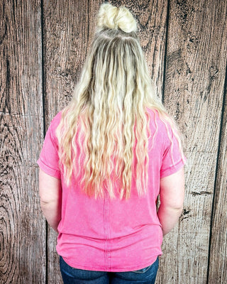 Canyon Fade Washed Ribbed Top in Fuchsia – Apparel from Bronco Western Supply Co.
