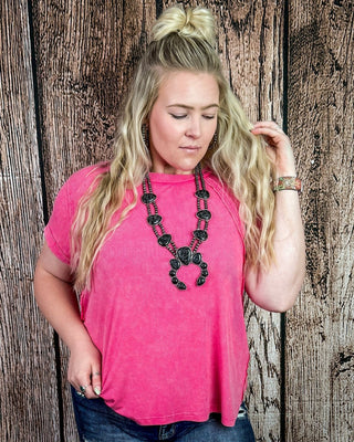 Canyon Fade Washed Ribbed Top in Fuchsia – Apparel from Bronco Western Supply Co.