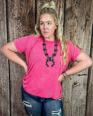 Canyon Fade Washed Ribbed Top in Fuchsia – Apparel from Bronco Western Supply Co.