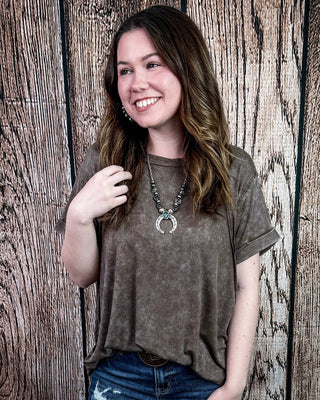 Canyon Fade Washed Ribbed Top in Mocha – Apparel from Bronco Western Supply Co.