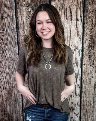 Canyon Fade Washed Ribbed Top in Mocha – Apparel from Bronco Western Supply Co.