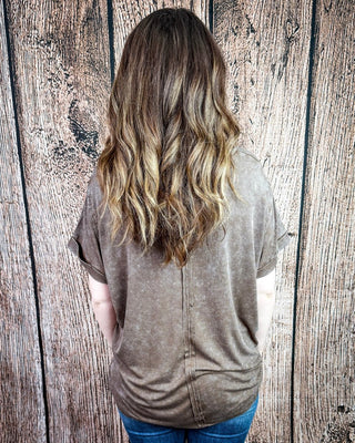 Canyon Fade Washed Ribbed Top in Mocha – Apparel from Bronco Western Supply Co.