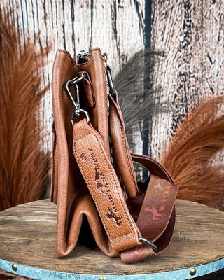 Canyon Nights Tooled Fringe Satchel in Brown by Montana West – Purses & Wallets from Bronco Western Supply Co.