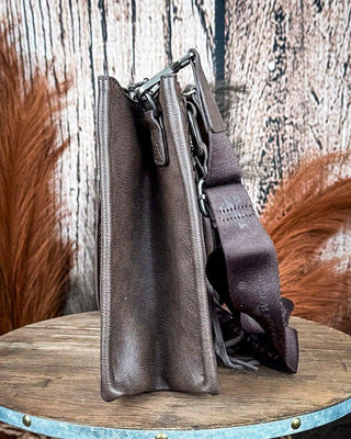 Canyon Nights Tooled Fringe Satchel in Coffee by Montana West – Purses & Wallets from Bronco Western Supply Co.