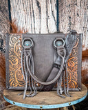 Canyon Nights Tooled Fringe Satchel in Coffee by Montana West - Purses & Wallets - Montana West - Bronco Western Supply Co.