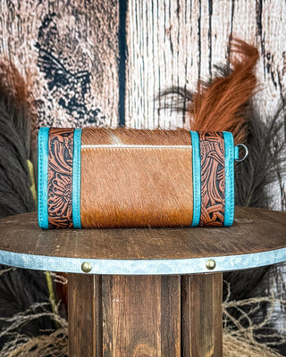 Canyon Ridge Hide Wristlet Wallet in Brown and Turquoise by Montana West – Purses & Wallets from Bronco Western Supply Co.
