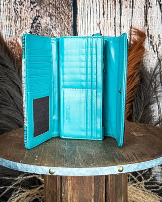Canyon Ridge Hide Wristlet Wallet in Turquoise by Montana West – Purses & Wallets from Bronco Western Supply Co.