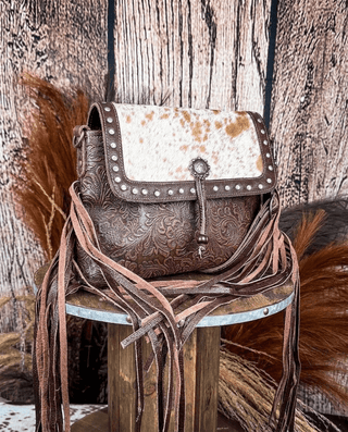 Carved Blossoms Leather & Hairon Bag by Myra Bag – Purses & Wallets from Bronco Western Supply Co.