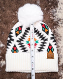 C.C. Aztec Pom Beanie - White - Accessories - C.C. - Bronco Western Supply Co.