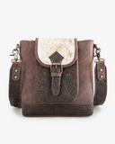 Dusty Trail Tooled Hairon Crossbody Bag in Coffee by Trinity Ranch