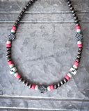 Chance Navajo Style Pearl & Bead Fashion Necklace - Jewelry - Blue Tortoise - Bronco Western Supply Co.