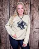 Checkered Bronc Spade Crewneck Sweatshirt - Shirts & Tops - Buckin Barn Wholesale - Bronco Western Supply Co.