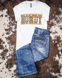 Checkered Howdy Graphic Tee - Oat - Shirts & Tops - The Way Down South - Bronco Western Supply Co.